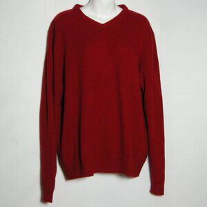 J.Crew Cashmere Sweater Men Size XL V Neck Cranberry Red Plush Soft Luxurious